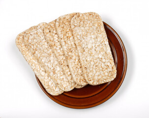 Healthy rice creckers on plate