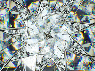 diamond Gemstone or shiny glass triangular texture kaleidoscope