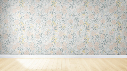 Floral wallpaper room website banner template