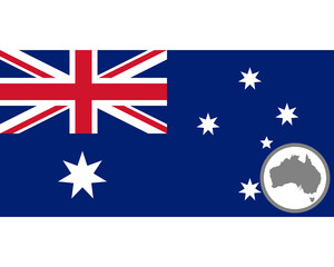 Fahne und Landkarte von Australien