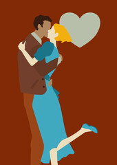 Illustrazione digitale di una coppia che si bacia