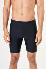 Man wearing black swim jammers mockup