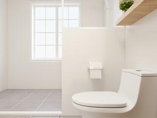 Naklejka na ściany i meble ,Clean modern residential bathroom and toilet design, which is equipped with washstand, toilet and shower equipment, etc