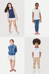 Kid's minimal fashion full body model set