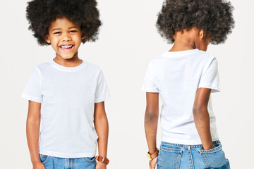 Boy's white t-shirt and jeans in studio - Powered by Adobe