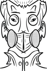 Face in respirator. Covid 19
