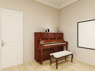 spacious living room design of modern residence, with sofa, tea table, decorative painting, etc