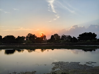 sunset over the river