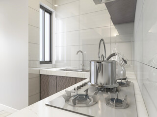 Spacious modern luxurious kitchen with bar design