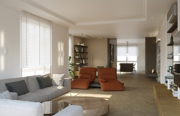 modern apartment interior, 3D illustration