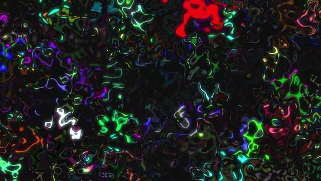 Neon liquid abstract animated background in 1980s and 1990s retrowave colours style.