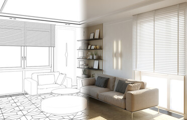 modern apartment interior, 3D illustration