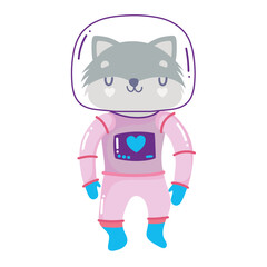 cute raccoon with astronaut suit space adventure galaxy cartoon