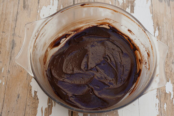 Dark chocolate sauce used for making chocolate truffles