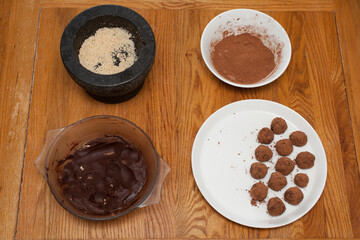 The process of making homemade chocolate truffles