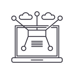 Computer network icon, linear isolated illustration, thin line vector, web design sign, outline concept symbol with editable stroke on white background.