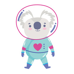 Obraz na płótnie Canvas cute koala with astronaut suit space adventure galaxy cartoon