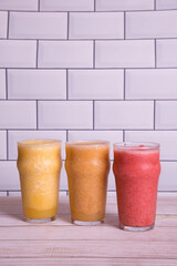 natural fruit smoothies on white background