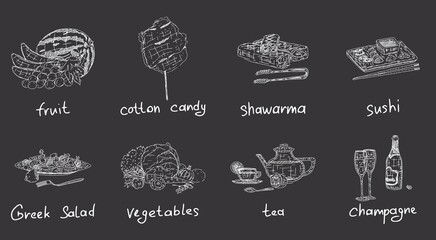 selection of products with fast food and homemade