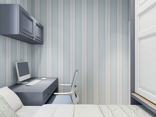  elegant and modern bedroom design, big bed with overcoat cabinet