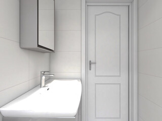 Clean modern residential bathroom and toilet design, which is equipped with washstand, toilet and shower equipment, etc.