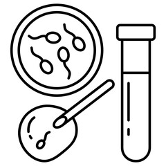 Egg Fertilization Process Concept, Test Tube Vector Icon Design, In Vitro Fertilization Symbol on White Background, Pregnancy and obstetrician Sign, 