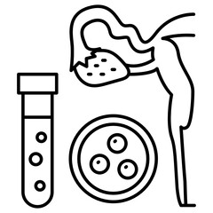 Ovary, Beaker containing female Egg and Tube Concept Vector Icon Design, In Vitro Fertilization Symbol on White Background, Pregnancy and obstetrician Sign,