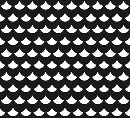 Abstract seamless pattern with fish scales in black and white