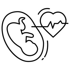 Fetal heartbeat Concept, Ultra Sound Vector Icon Design, In Vitro Fertilization Symbol on White Background, Pregnancy and obstetrician Sign, 