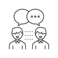 Conversation icon, linear isolated illustration, thin line vector, web design sign, outline concept symbol with editable stroke on white background.