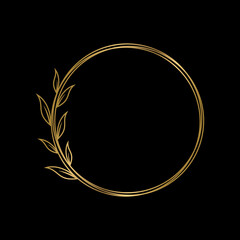 Luxury gold circle with leaf ornament