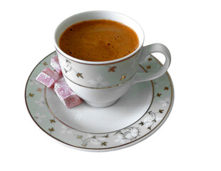 Cup of coffee with delights