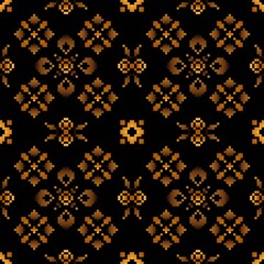 Seamless pattern with firs in scandinavian folk style in gold colors. Stock illustration for web and print, wallpaper, background, textile, scrapbooking and wrapping paper.