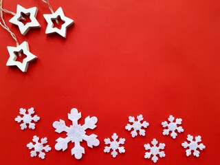 White stars on a red  background