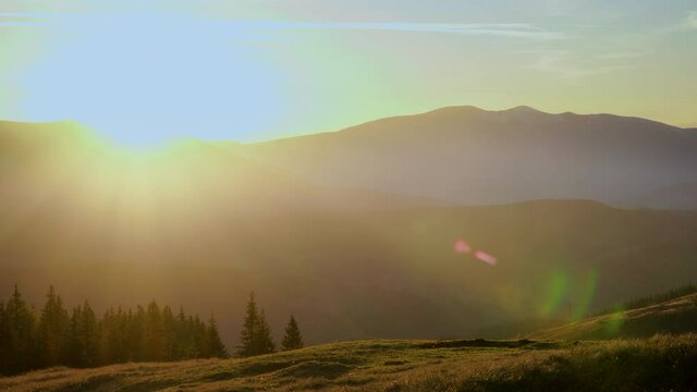A man travels in the mountains. Beautiful nature of the Carpathian mountains. The concept of travel and active lifestyle. 4K