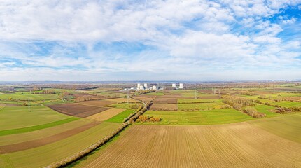 Aerial drone picture of the nuclear power plant Biblis in Germany