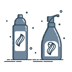 Cosmetic container. Body care hygiene. Blank package bottle. Two plastic cosmetic jar product. Beauty product package. Body lotion drop. Oil, lotion, shampoo. Treatment mockup design. Outline object