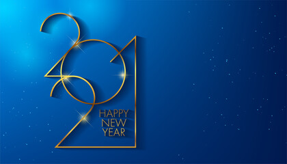 Golden 2021 New Year logo. Holiday greeting card illustration. Holiday design for greeting card, invitation, calendar, etc.