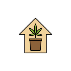 house, home, marijuana outline icon. Can be used for web, logo, mobile app, UI, UX on white background