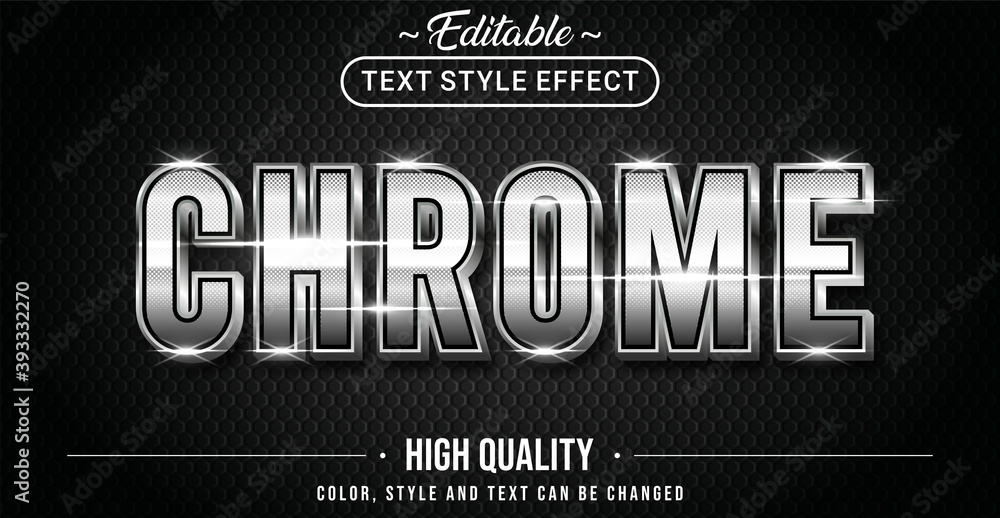 Poster editable text style effect - shinny chrome text style.