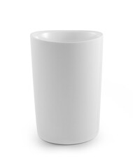 empty cup on white background.