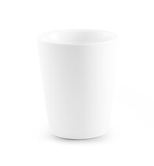 empty cup on white background.