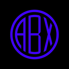 ABX letter logo design/ABX Ellipse 3 letter logo 
polygon. ABX letter icon design on black background.A B X logo design. ABX initials Logo design 