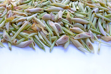 Organic lemongrass on dark background.