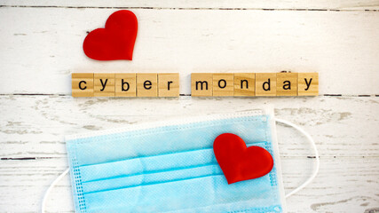 cyber Monday.words from wooden cubes with letters photo