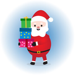 Santa Claus Holding Gift Boxes Illustration Vector