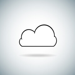 Outline cloud icon isolated on gray background. Cartoon cloud icon for web site, background template, wallpaper and sky design. Cloud thin line vector