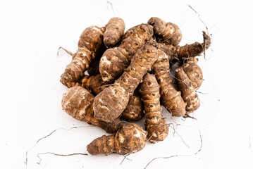 organic Jerusalem Artichokes on the white background