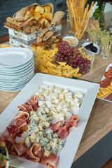 Social events reception; tasty snacks for guests at the reception.