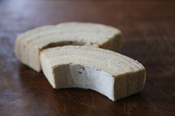 German specialty cake Baumkuchen on wooden background


